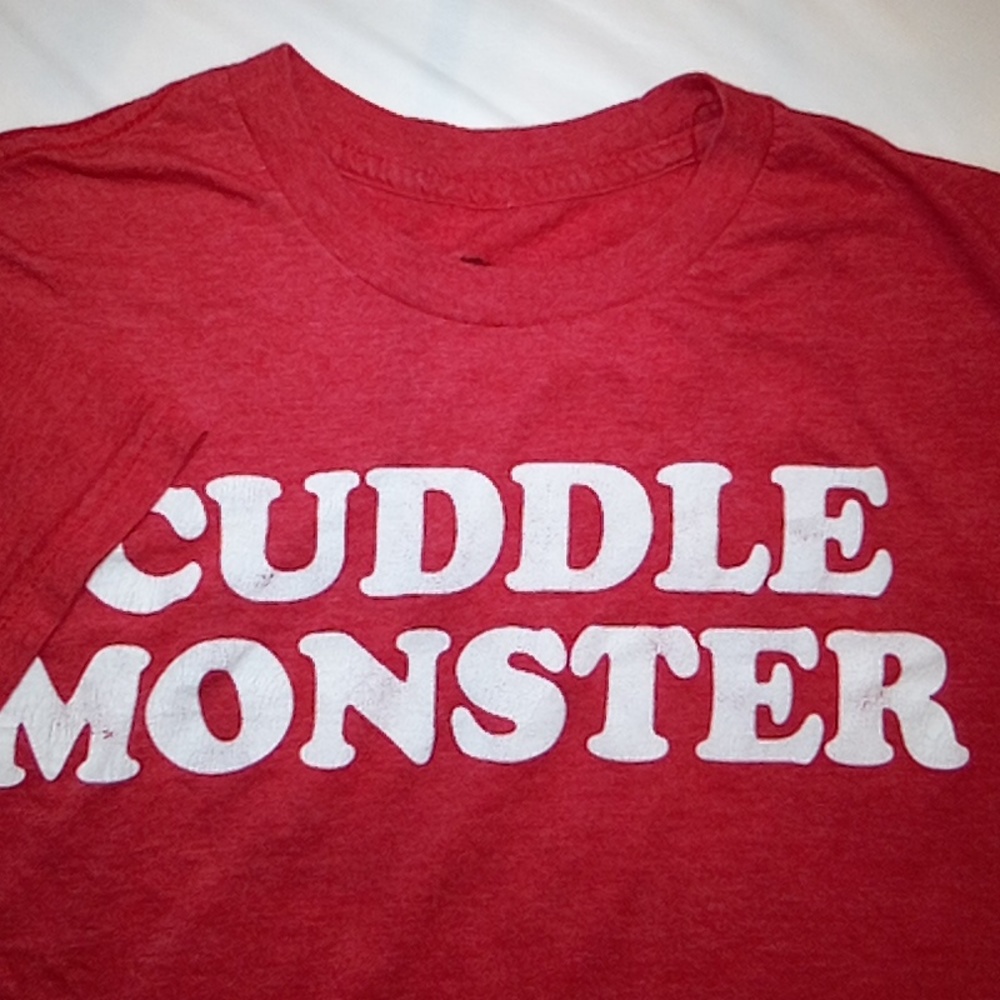 MAD, Size Small, Red w/ White "Cuddle Monster" imprint, Short Sleeve T-shirt